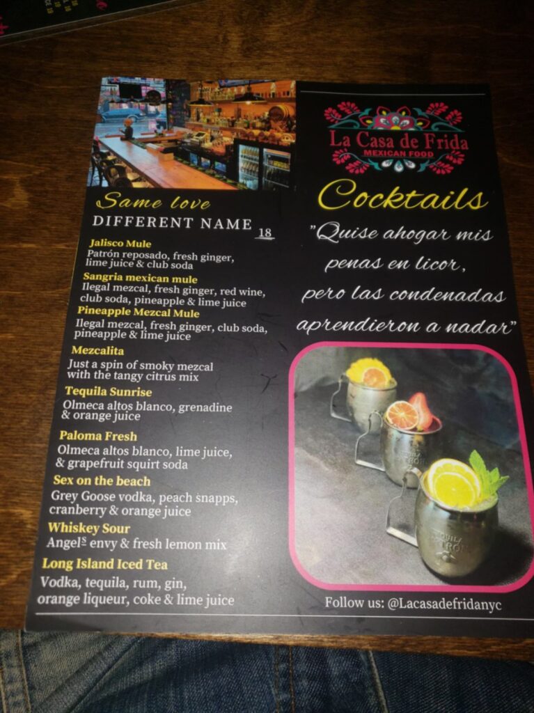 La Casa De Frida Menu 5