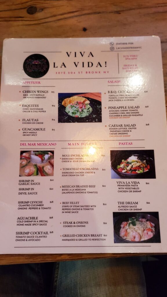 La Casa De Frida Menu 6