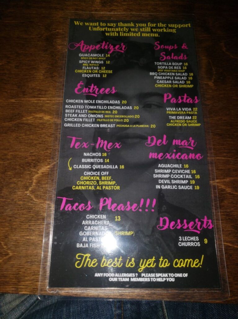 La Casa De Frida Menu 7