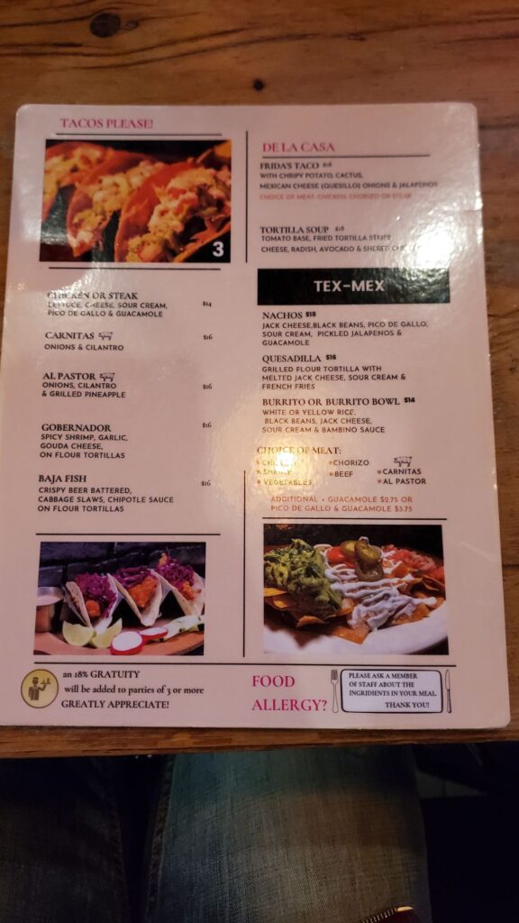 La Casa De Frida Menu 8